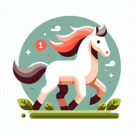 Unicorn vector illustration. Cute cartoon animal character in flat style.のイラスト素材