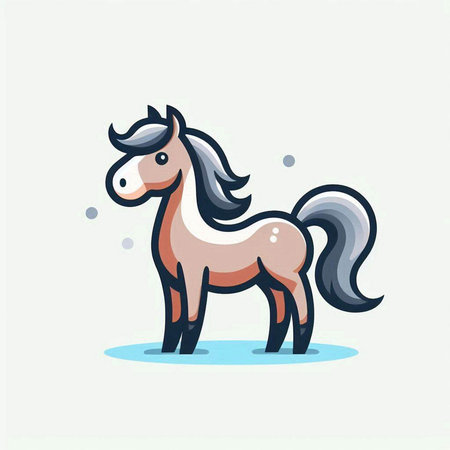 Cute cartoon horse on white background. Vector illustration for your designのイラスト素材