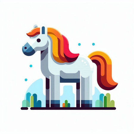 Colorful vector illustration of a horse on a white background. Flat style.のイラスト素材