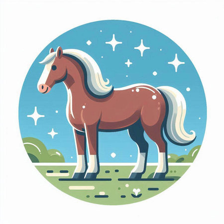 Horse on the background of the starry sky. Vector illustrationのイラスト素材
