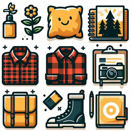 Set of hipster icons for travel and tourism. Vector illustration.のイラスト素材