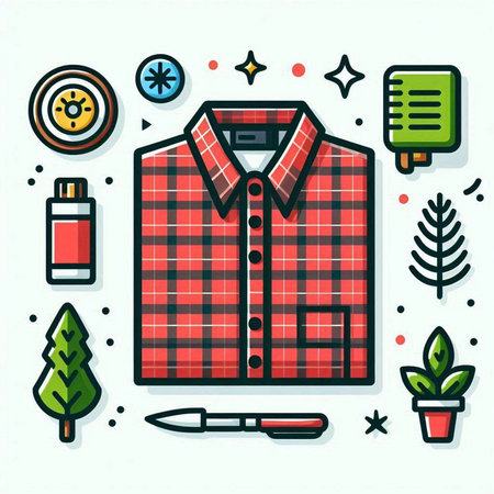Vector illustration of men's clothing. Men's shirt and accessories.のイラスト素材