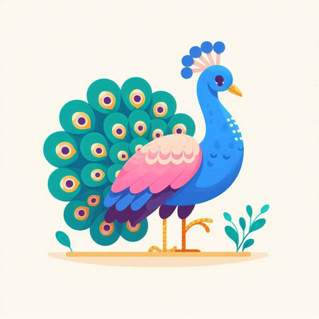 Peacock vector illustration. Colorful peacock vector illustration.のイラスト素材