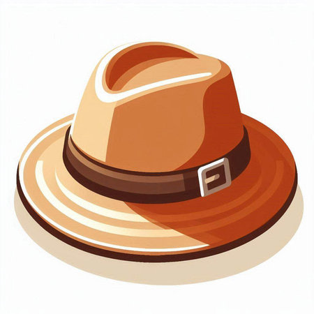 Illustration of brown hat on a white background. Vector illustration.のイラスト素材