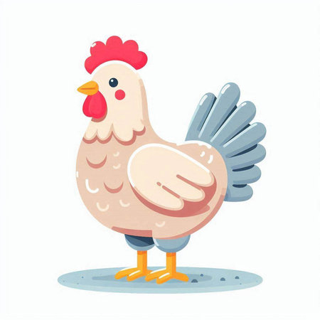Cute chicken isolated on white background. Vector illustration in cartoon style.のイラスト素材