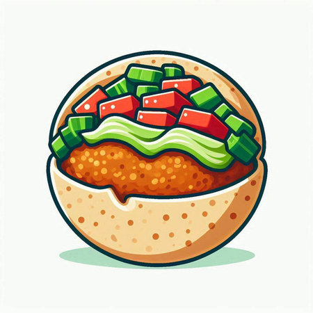 Cartoon fast food vector illustration. Doner kebab sandwich.のイラスト素材