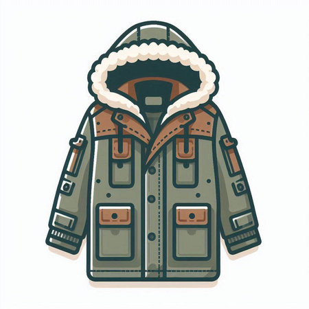Winter jacket isolated on white background. Vector illustration. Eps 10.のイラスト素材