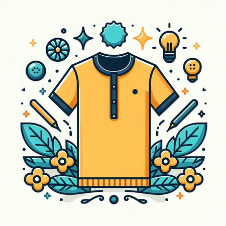 Colored vector illustration of men's clothing in doodle style.のイラスト素材