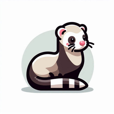 cute ferret sitting on white background. cartoon vector illustration.のイラスト素材