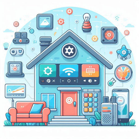 Smart home concept. Vector illustration in flat design style. Internet of things.のイラスト素材
