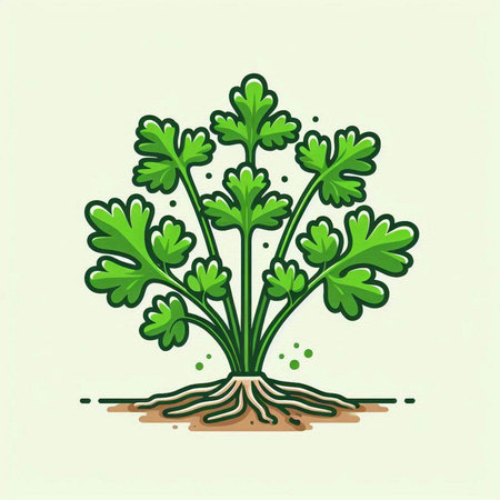 Parsley icon. Vector illustration of parsley plant. Organic vegetable.のイラスト素材