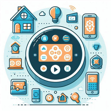 Modern flat design vector illustration concept of smart home automation system. House automation system.のイラスト素材