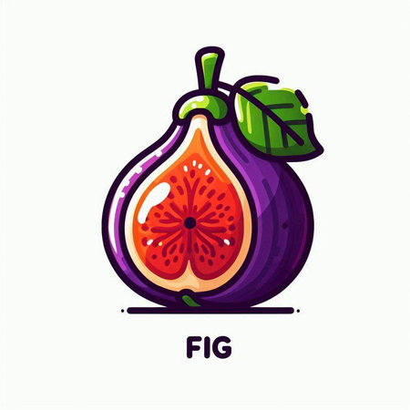 Figs fruit icon. Vector illustration of fresh fig fruit isolated on white background.のイラスト素材