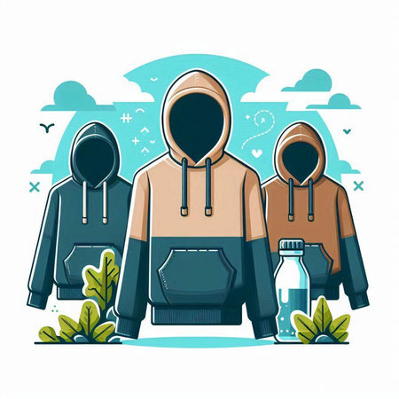 Vector illustration of two hooded men with different types of sports clothesのイラスト素材