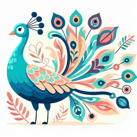 Peacock. Vector illustration. Isolated on white background.のイラスト素材