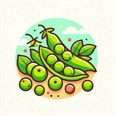 Peas icon. Vector illustration of pea pods with seeds.のイラスト素材