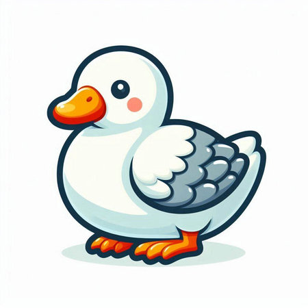 Cute duck isolated on a white background. Vector illustration of a cartoon duck.のイラスト素材