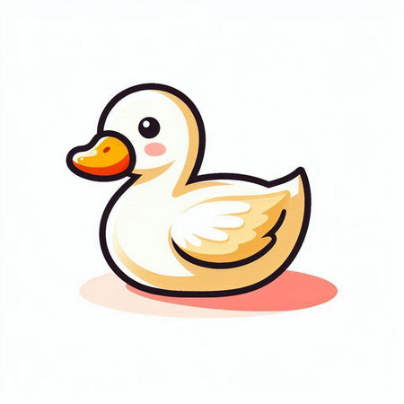 Cute duck isolated on a white background. Vector illustration in cartoon style.のイラスト素材