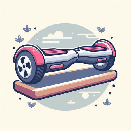 Modern self-balancing electric scooter, vector illustration in flat styleのイラスト素材