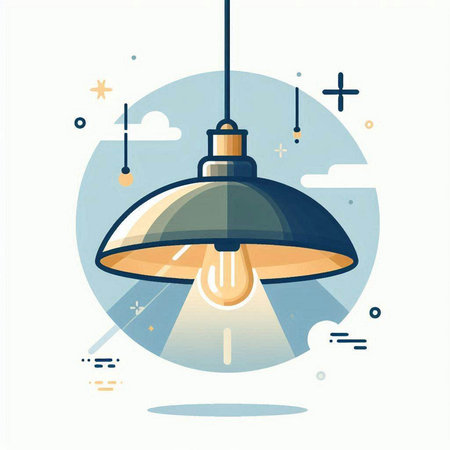 Illustration of a modern ceiling lamp in a flat style. Vector illustration.のイラスト素材