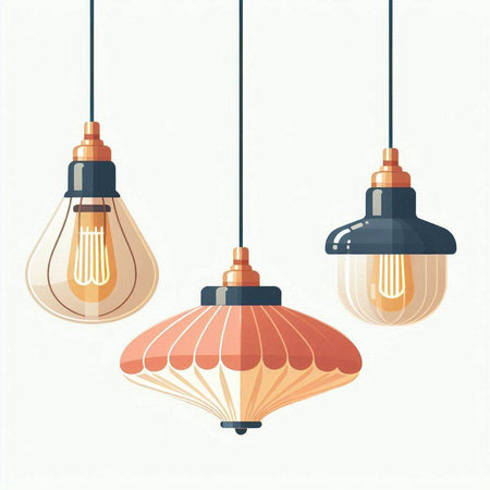 Retro Light Bulbs Vector Illustration. Vintage Light Bulbsのイラスト素材