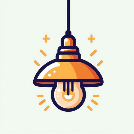 Ceiling light bulb icon. Vector illustration in flat style.のイラスト素材