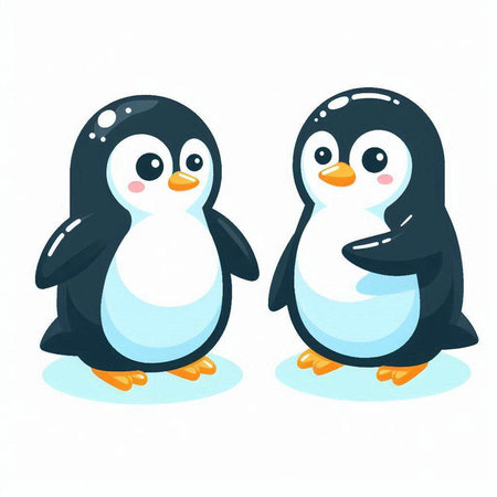 Cute penguins on a white background. Vector illustration in cartoon style.のイラスト素材