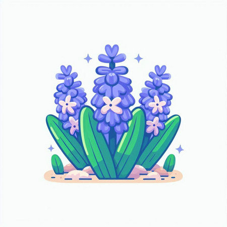 Blue hyacinths flowers. Vector illustration in cartoon style.のイラスト素材