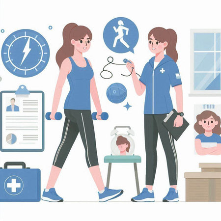 Fitness and healthy lifestyle concept. Vector illustration in flat style.のイラスト素材
