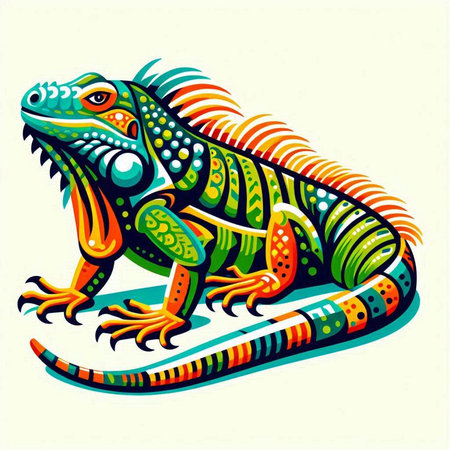 vector illustration of a iguana on a white background with space for textのイラスト素材