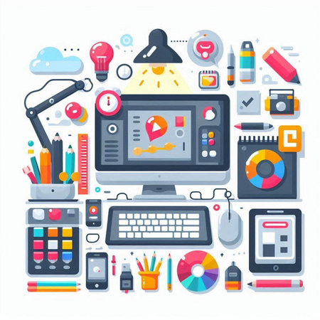 Flat design vector illustration concept of online education, e-learning, distance learning, school, college, university, internet.のイラスト素材