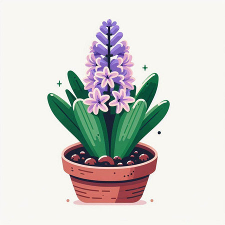 Hyacinth in a pot. Vector illustration in flat style.のイラスト素材