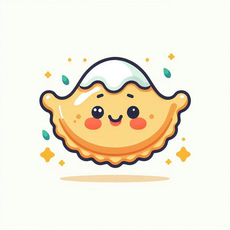 Cute happy cookie icon. Vector flat cartoon kawaii illustrationのイラスト素材