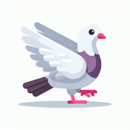 Pigeon on white background. Vector illustration in flat style.のイラスト素材