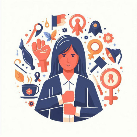 Vector illustration of a woman in a business suit. The concept of feminism.のイラスト素材