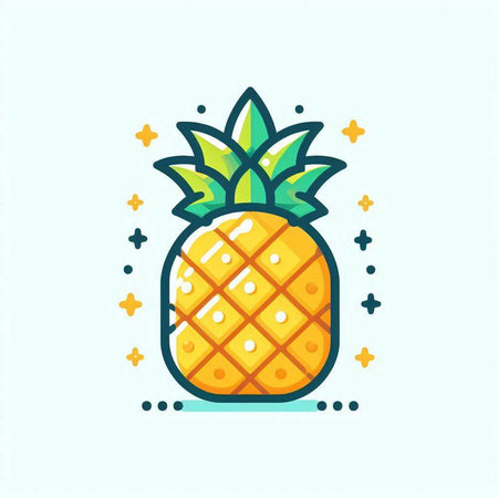 Pineapple icon in flat style. Vector illustration of tropical fruit.のイラスト素材