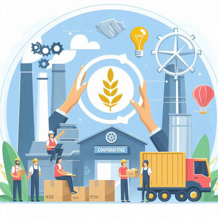 Logistics and transportation of goods in the factory. Flat vector illustration.のイラスト素材