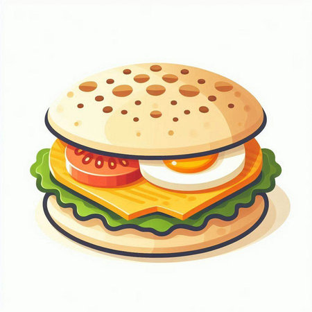Hamburger isolated on white background. Fast food. Vector illustration.のイラスト素材
