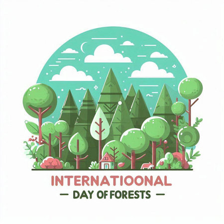 International Day of Forests. Vector illustration in flat design style.のイラスト素材