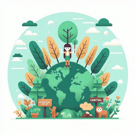 World environment day, save the planet concept vector illustration. Flat designのイラスト素材