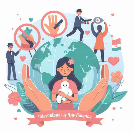 International Day of Peace concept. Vector illustration in flat cartoon style.のイラスト素材