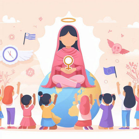 Vector illustration of International Womens Day. Happy Mother's Day concept.のイラスト素材