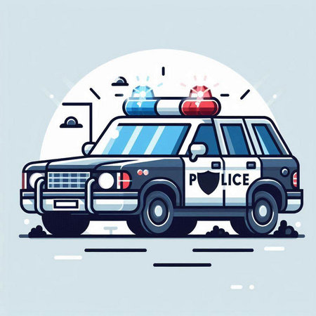 Police car. Vector illustration of police car. Flat design style.のイラスト素材