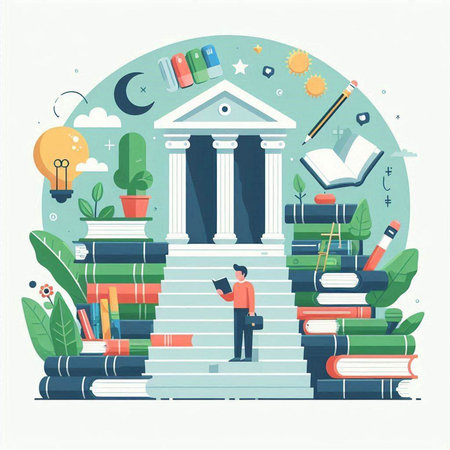 Concept of education and knowledge. Vector illustration in flat style.のイラスト素材