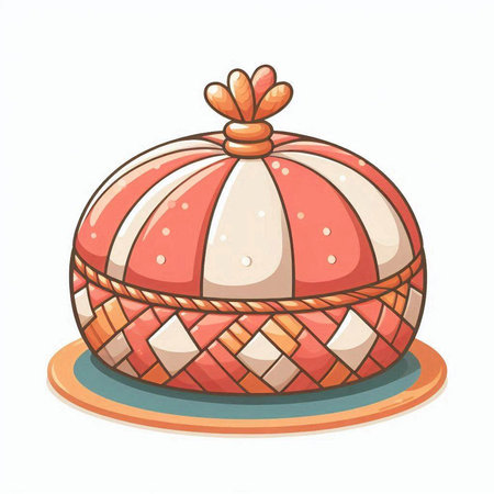 Hand drawn vector illustration of a cute red and pink easter eggのイラスト素材