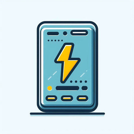 Smartphone with lightning icon, vector illustration. Flat design style.のイラスト素材
