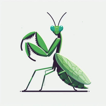 Praying mantis. Vector illustration of a praying mantis.のイラスト素材