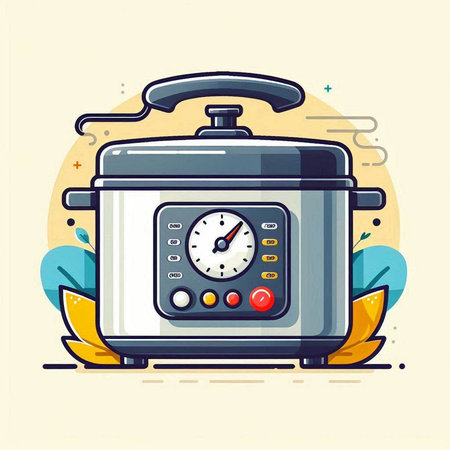 Vector illustration of modern flat design concept of cooking electric cooker with timer.のイラスト素材