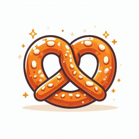 Pretzel vector illustration isolated on white background. Cute cartoon pretzel icon.のイラスト素材