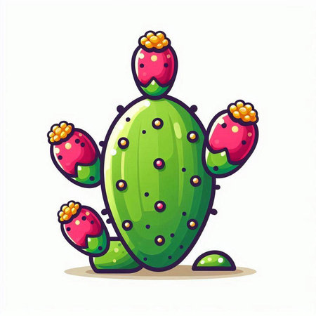 Cute cartoon cactus. Vector illustration isolated on white background.のイラスト素材